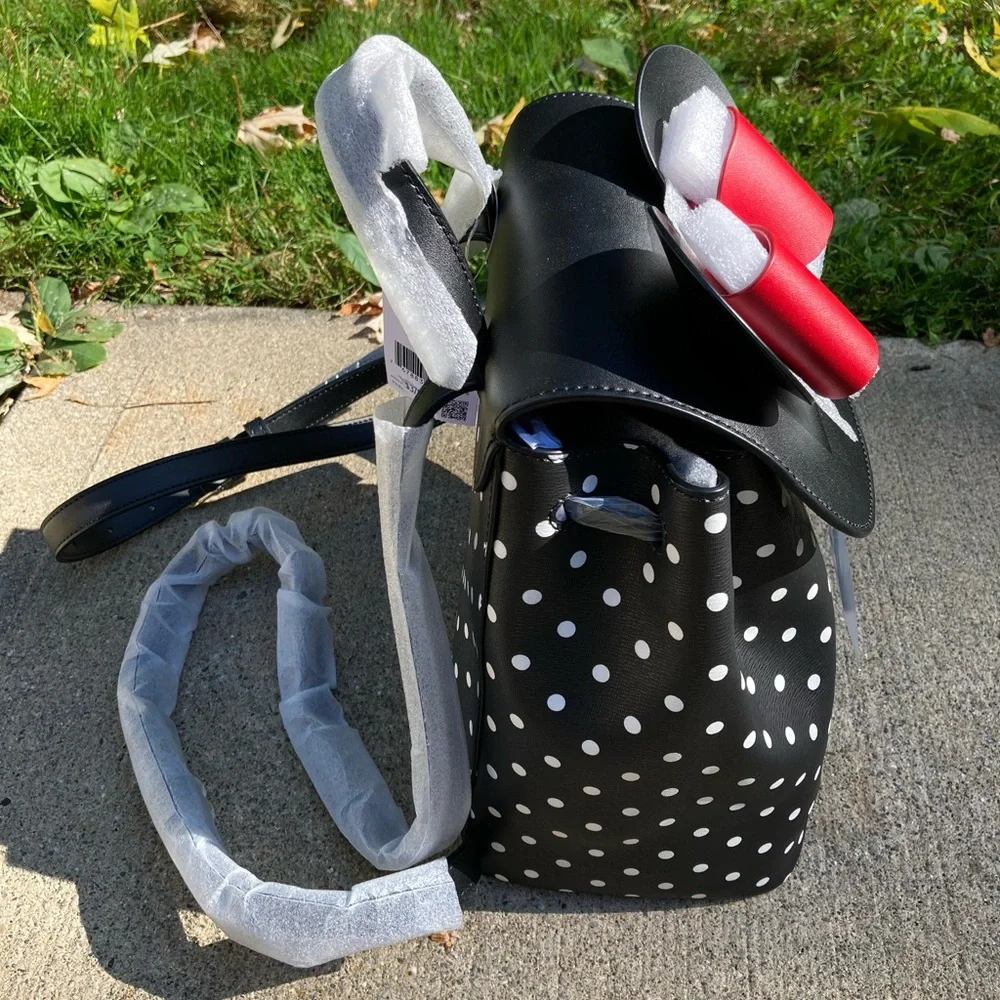 Disney x Kate Spade Minnie Mouse Ears Red Bow Black & White Polka Dot Back Pack